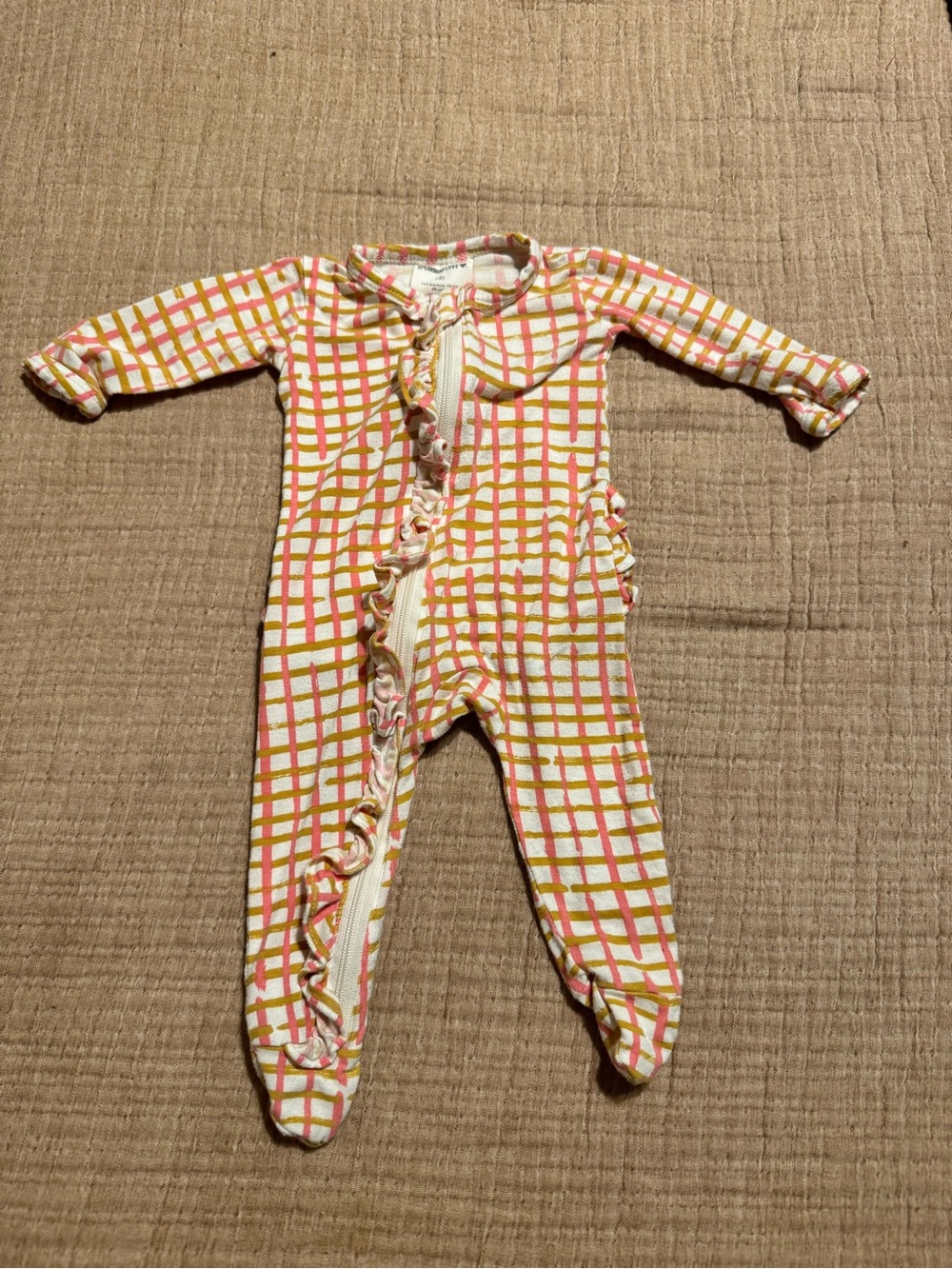 Spearmint LOVE baby pink checkered sleeper